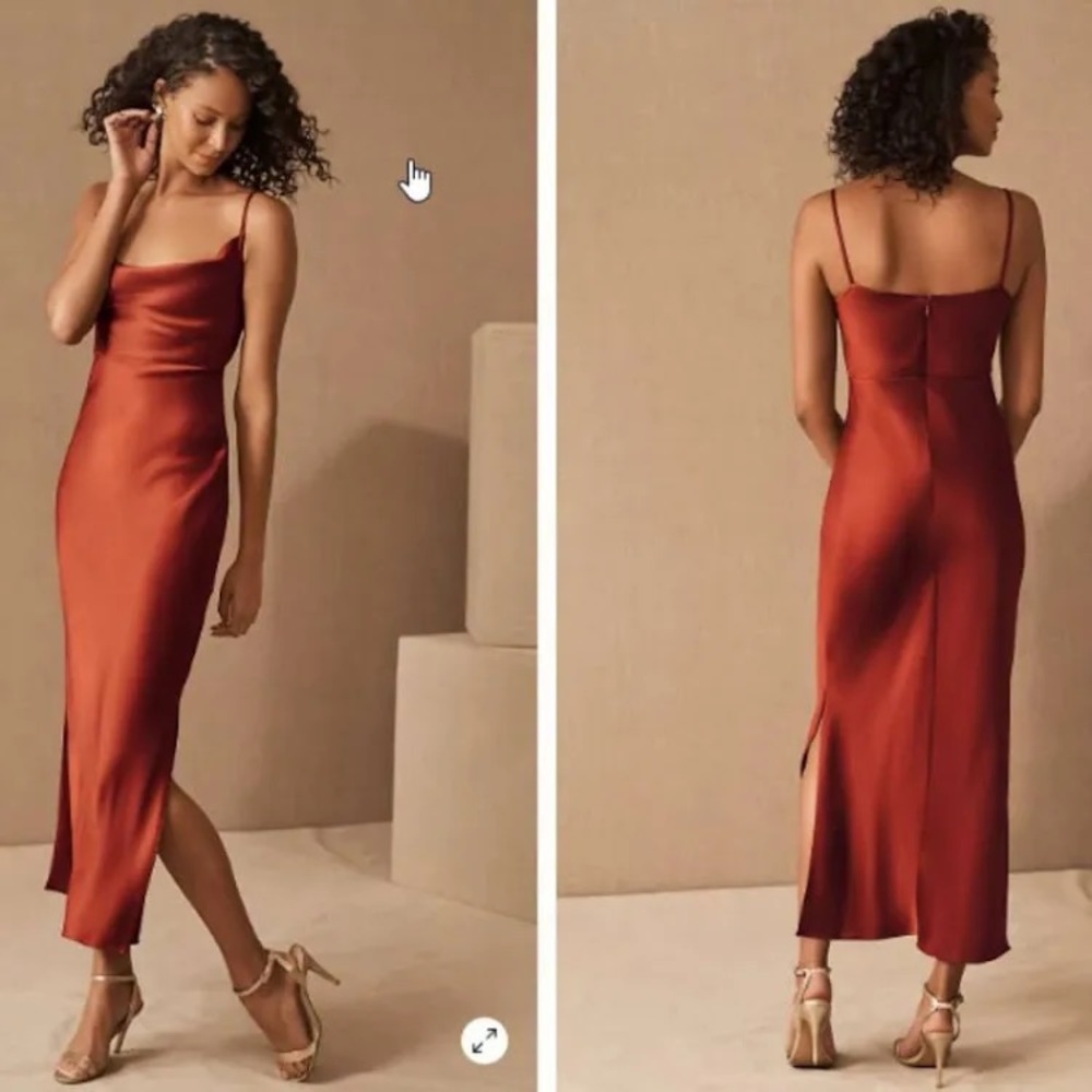 BHLDN Cali Satin Cowl-Neck Midi Slip DressI - Picture 2 of 4